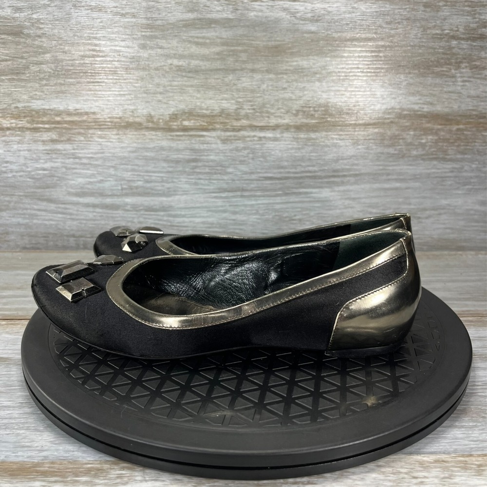Burberry Women's Silver Black Slip On Embellished Ballet Flats Size EU 36 US 5